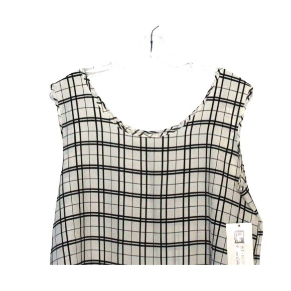 ST-Roma Black and Cream Plaid Tank Top Rounded Hem Size 16 - Picture 2 of 5